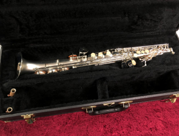 Used Vienna by WoodWind Tipped Bell Saxello Style Soprano Sax in Matte Silver, Serial 606210